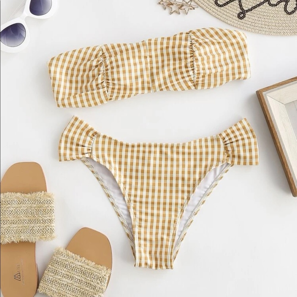 Yellow plaid bikini